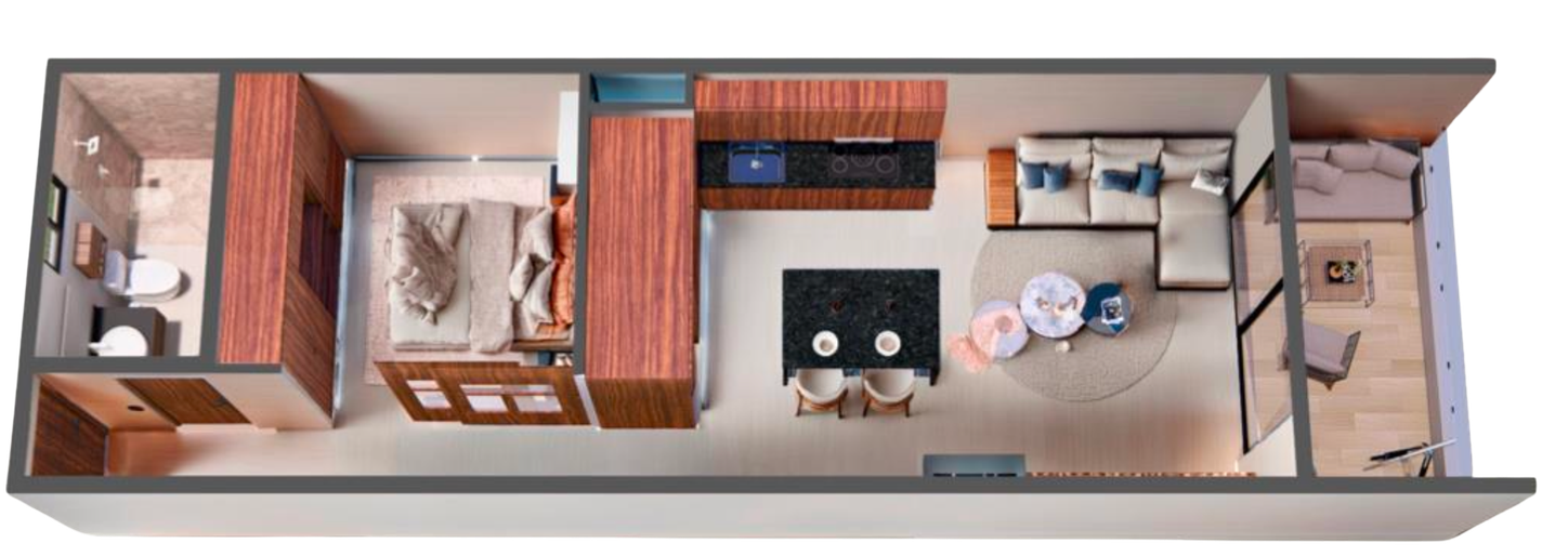 Planta arquitectónica — One Bedroom, 55 m²